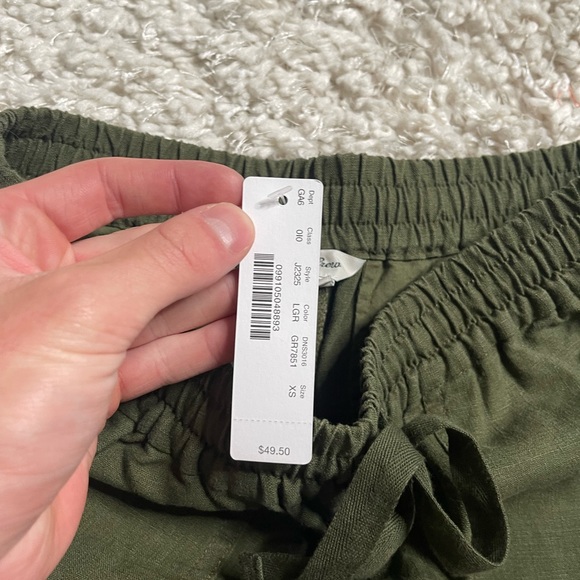 J. Crew Linen Blend Tie Waist Short Green Size XS - Picture 4 of 10